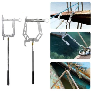 Stainless Steel 201 Mooring Rope Dock Hook Threader Long Telescopic Boat-Hook - Picture 1 of 5