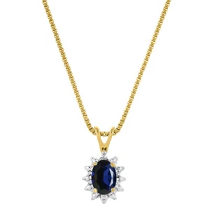Rylos 925 Gelbgold - vergoldet - Silber Anhänger Saphir & Diamant 6X4MM Edelstein - Bild 1 von 2