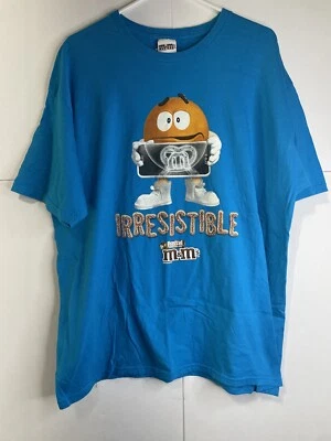 Camiseta M&Ms Vintage Irresistible Chocolate Caramelo Pretzel XL Azul Naranja Rayos X Foto 1 de 4