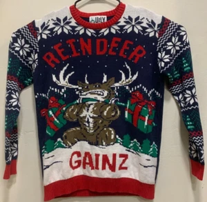 Christmas Ugly Sweater Holiday Men's XL Reindeer Gains - Picture 1 of 4