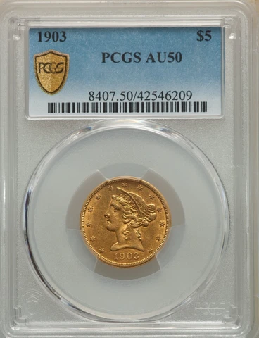 1903 Liberty Head Gold $5 PCGS AU50: Pleasing and desirable! Cover