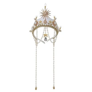 Women Renaissance Tudor Headpiece With Chain Royal French Hood Coronet Tiara - Picture 1 of 5