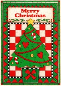Merry Christmas Wishes Quilt Square Squares Sondra Greeting Card - Set of 4 - Picture 1 of 3
