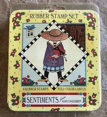Vintage 1994 Mary Engelbreit 6 Piece Rubber Stamp Set "SENTIMENTS" Love Hearts - Image 1 of 4