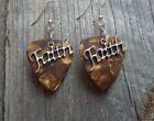 Faith Text Charms Guitar Pick Earrings - Pick Your Color