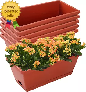 Window Box Planter, 7 Pack Plastic Vegetable Flower Planters Boxes 17 Inches Rec - Picture 1 of 4