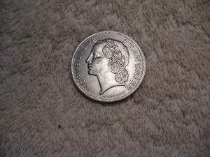 1935 France 5 Francs Laureate Head Coin - Very Nice Detail FREE SHIP - Picture 1 of 2