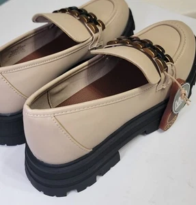 NUEVO MIA Beige Bronce Cadena Sin Cordones Oxford Gruesas Plataformas Preppy 8.5 Y2K Academy - Imagen 1 de 16