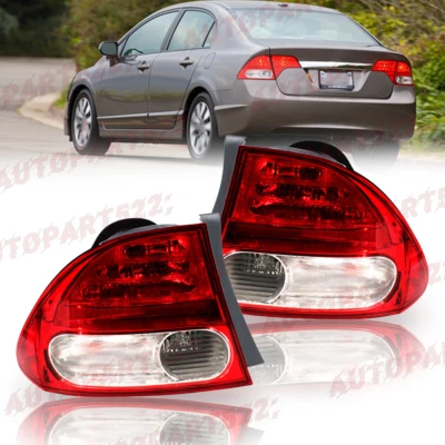 Par de luces traseras exteriores para Honda Civic 2009-2011 sedán lámpara trasera con bombilla halógena Foto 1 de 4