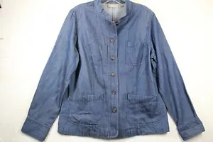 Croft & Barrow Sakko Blazer Medium M Blau Denim Knopfleiste Mandarinkragen - Bild 1 von 8
