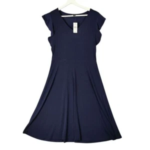 Abito donna ANN TAYLOR manica svasata TG S blu navy tubino midi neutro vacanza NUOVO - Foto 1 di 9