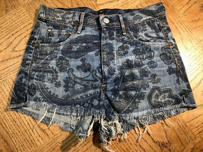 Citizens of Humanity Chloe Denim High Rise Cut Off Shorts in Siam Paisley 25 EUC - Image 1 of 4