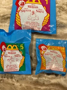 1996 McDONALDS Happy Meal TOYS "THE LITTLE MERMAID" set of 3 SEALED NEW - Picture 1 of 4