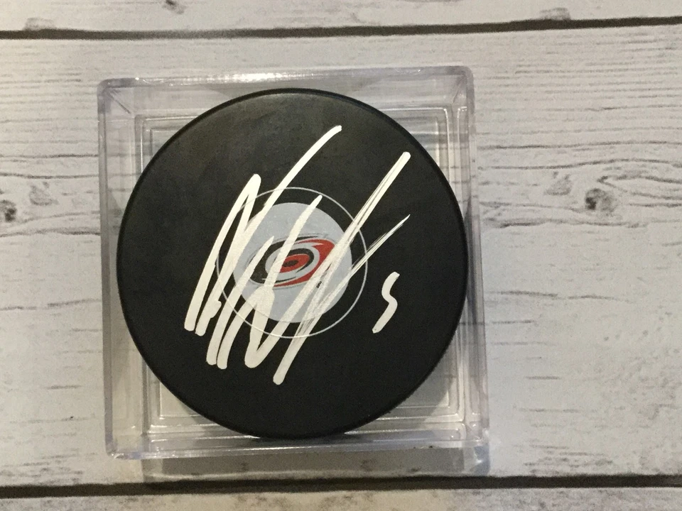 Noah Hanifin Signed Autographed Carolina Hurricanes Hockey Puck c - Image 1 of 1