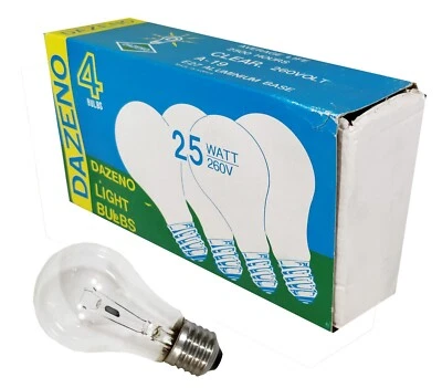 4 x 25W Clear Light Globes Bulbs Lamps E27 Screw Incandescent A19 GLS Dimmable - Image 1 of 4