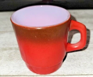 ~Vintage Anchor Hocking Fire King Red Ombre Coffee Cup~ Excellent~1950's - Picture 1 of 5