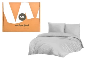WOLKENFELD Emilia Mikrofaser Bettwäsche Set 3Tlg Hellgrau 200x220 + 2x 80x80 NEU - Bild 1 von 1