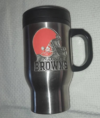3D NFL Cleveland Browns Tumbler THERMO Stainless Steel Mug Thermal Travel cup Cover