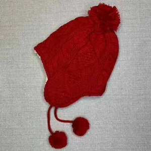LANDS' END Rich Red Zopfmuster Kinder Mütze Sherpa Fleece gefüttert Unisex Medium/Large - Bild 1 von 6
