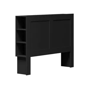 Headboard Bed Head Queen Size Bedhead with Storage Shelves Black - Picture 1 of 7