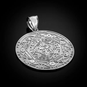 Sterling Silver 7 Chakra Yoga Calendar Medallion Pendant (Small/Medium) - Picture 1 of 7
