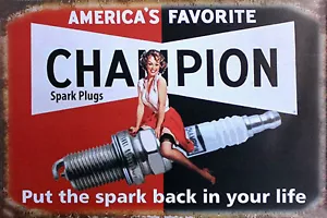 WEATHERED PINUP METAL SIGN GARAGE GAS STATION BUILDING DIORAMA LAYOUT 3x2 - Picture 1 of 3