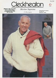 Cleckheaton Knitting Pattern Leaflet 324 - Mens' Aran Sweaters - Picture 1 of 4