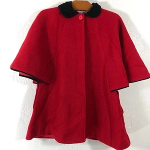 VTG Confezioni Sz 50 5-6 S Girls Cape Coat Lined Wool Outerwear Made In Italy - Picture 1 of 8