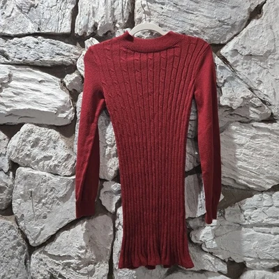 Vestido suéter Abercrombie infantil meninas manga longa cabo costela malha tamanho 13-14 vermelho - Imagem 1 de 4