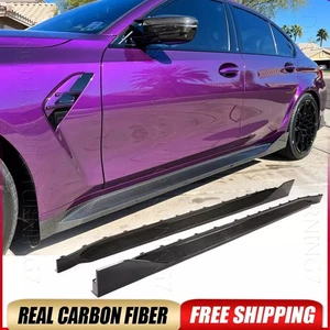 REAL CARBON Fiber Side Skirt Extension Lip Splitter Spoiler For BMW G80 M3 21-24 - Picture 1 of 13