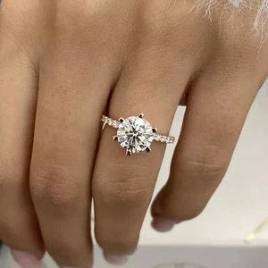 IGI GIA Certified Lab Grown Diamond Wedding Ring 2.40 Ct Round Cut 18k Rose Gold - Picture 1 of 17