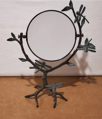 SPI Bronzed Dragonfly Tree Branch Double Sided Magnification Vanity Table Mirror - Image 1 of 4