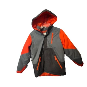 Giacca The Children's Place Taglia L 10/12 Puffy Isolata Arancione Grigio Doppia Zip - Foto 1 di 12