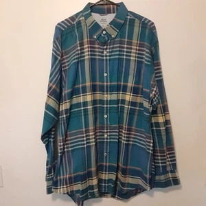 Izod Saltwater Relaxed Classics Mens XL Blue Plaid Long Sleeve Button Up Shirt - Picture 1 of 8