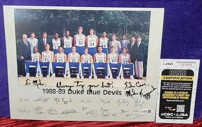 DUKE Basketball Mike Krzyzewski NCAA Coach Autograph Auto singed 9x11 JSA COA - Image 1 of 4
