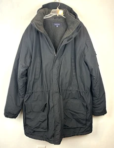 Lands End Parka Men XXL Black Hooded Insulated Heavy Utility Coat Warm - Picture 1 of 16