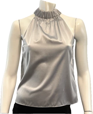 Frame Silver Silk and Spandex Halter Top, XS/TP, NWT MSRP $328 - Image 1 of 4