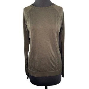 Lululemon Rest Less grün Oberteil Rundhalsausschnitt Daumenlöcher Raglanärmel Pullover Gr. 10/12 - Bild 1 von 4