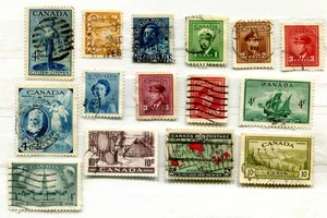 CANADA. 1898- 1950. Lot of 15 VINTAGE USED, POSTAGE STAMPS #A5 - Picture 1 of 1