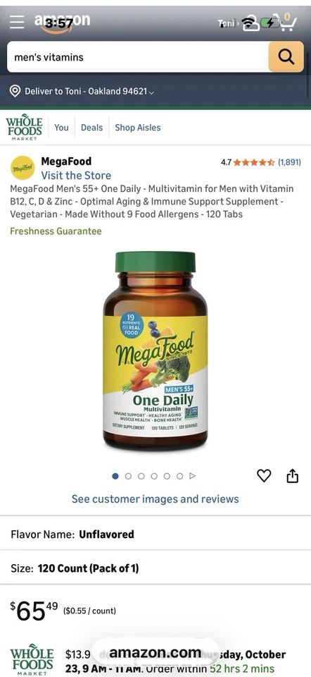 Tableta multivitamínica diaria MegaFood para hombres mayores de 55 años Foto 1 de 1