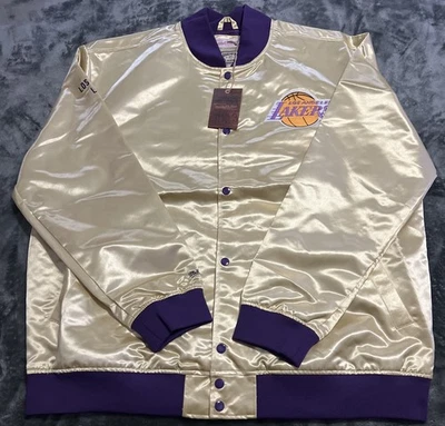 Jaqueta bombardeiro masculina cetim dourada 3XL Mitchell & Ness HWC Los Angeles Lakers - Imagem 1 de 4