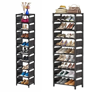 10 Tier Shoe Rack Vertical Tall Slim Footwear Stand Shoes Storage Organizer Rack - Image 1 of 4