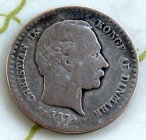COIN DENMARK 10C 1874 F-VF SILVER 203 - Picture 1 of 2