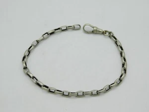 Sterling Silver Watch Chain Bracelet Antique c1930 Art Deco Silver Plated Clasp - Picture 1 of 3