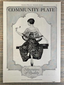 Gemeinschaft Teller Silberbesteck Frau Oneida Coles Phillips Kunst 1924 Vintage Druck Werbung - Bild 1 von 1