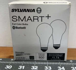 NEW SYLVANIA Bluetooth LED Full Color Smart Light Bulb 2 pack - A19 60W - Picture 1 of 2