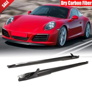Fit For Porsche 911 991 2017UP Dry Carbon Fiber Side Skirt Extension Lip Spoiler - Picture 1 of 12
