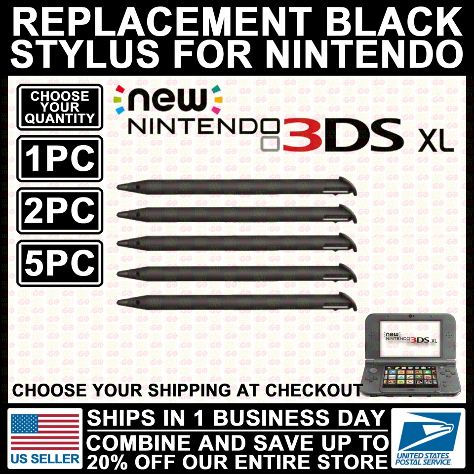 Lápiz óptico para Nintendo Nuevo 3DS XL/LL Negro Plástico Pluma de repuesto "Nuevo 3DS XL" Foto 1 de 4