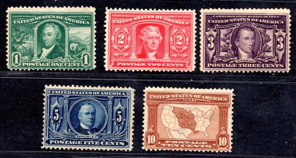 US 1904 Sc. #323-327 MINT HINGED THE 1c IS MNH THE 10c HAS GUM THINS - Image 1 of 2