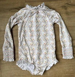 Sun House Swim Kids Girls Swim Suit One Piece Size 5 Smocked Ruffles - Picture 1 of 5